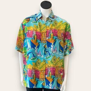 Funky fun vacation silk button up size 6